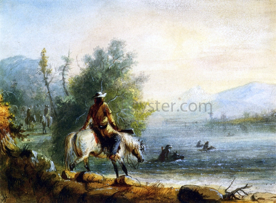  Alfred Jacob Miller Fording the River - Hand Painted Oil Painting
