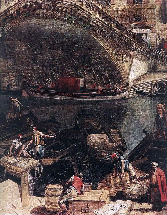  Michele Marieschi The Rialto Bridge from the Riva del Vin (detail) - Hand Painted Oil Painting