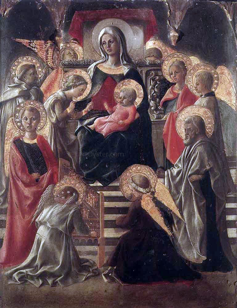  Fra Filippo Lippi Madonna and Child Enthroned with Saints - Hand Painted Oil Painting