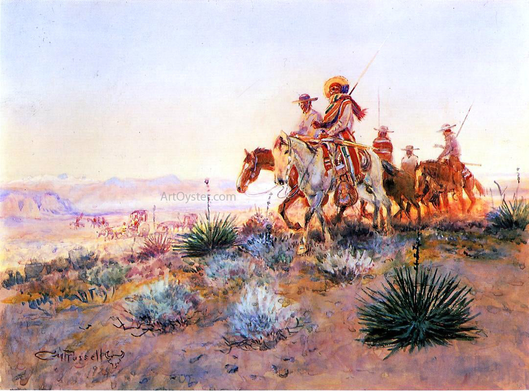  Charles Marion Russell Mexican Buffalo Hunters - Hand Painted Oil Painting