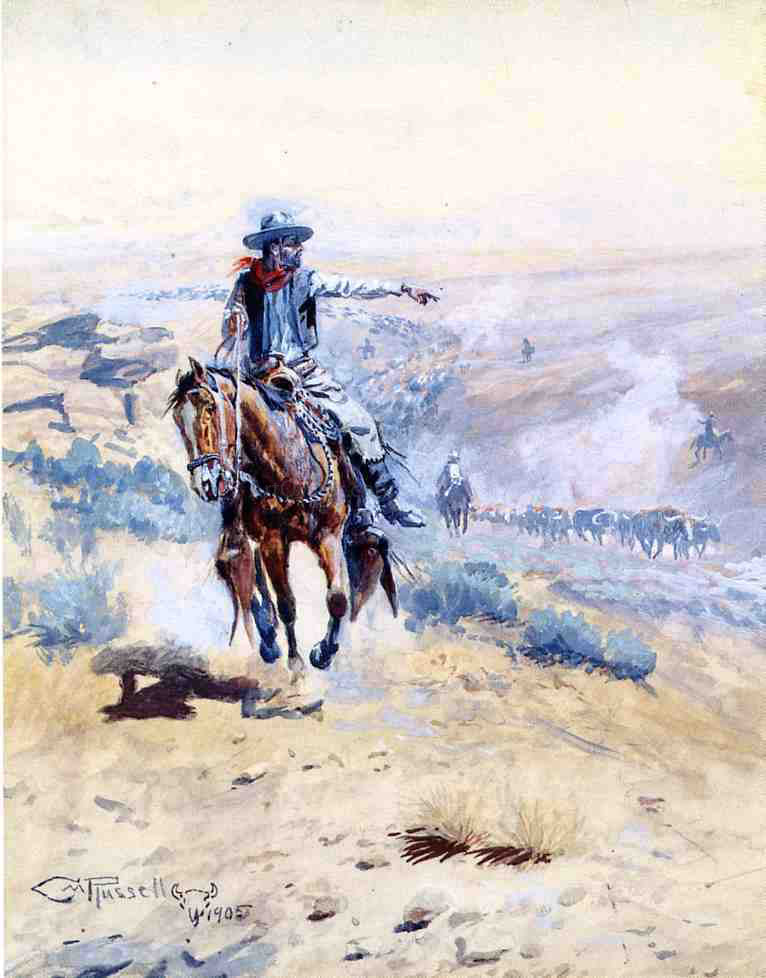  Charles Marion Russell Pointing Out the Trail - Hand Painted Oil Painting