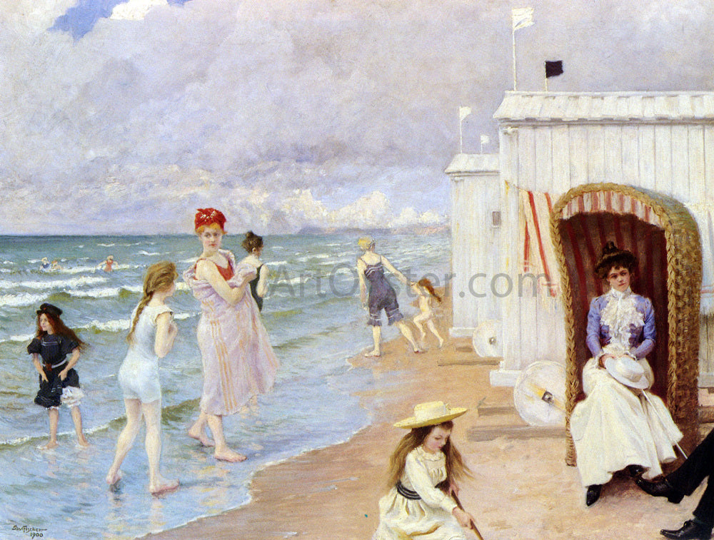  Paul-Gustave Fischer The Day at the Beach - Hand Painted Oil Painting