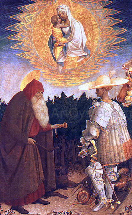 Antonio Pisanello The Virgin and Child with Saints George and Anthony Abbot - Hand Painted Oil Painting